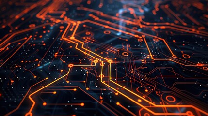Futuristic Connectivity: Glowing Circuit Board Patterns Symbolizing Innovation in Digital Technology