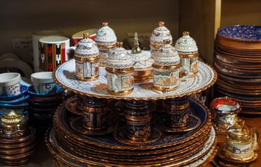 Handcrafted embroidered copper teapots, coffee pots and Turkish coffee sets