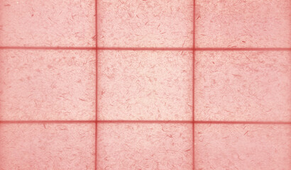 close up picture of japanese pink paper window showing paper texture and window frames. panorama...