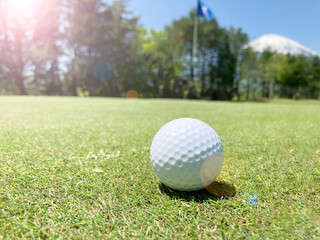 ゴルフ場と白い綺麗なゴルフボール