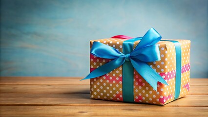 A beautifully wrapped gift box with a plain background and copy space.
