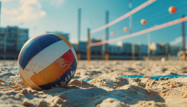 Summertime Olympic Beach Volleyball Action sport game in summer olympic