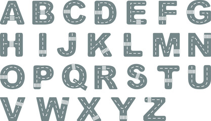 Road Pattern Alphabet Illustration Set