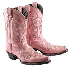 pink cowboy boots isolated on white background. beautiful cowboy shoes genrated by AI.


