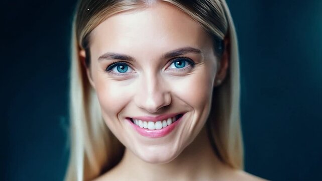 Close up of a pretty young woman looking furtively and sensually into the camera and smiling.