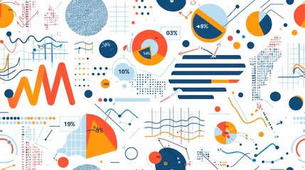 Fototapeta premium Abstract Colorful Data Visualization Seamless Pattern