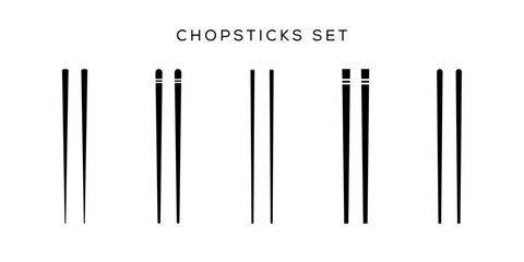 Chopsticks icon set. Restaurant chopsticks icon in black style isolated on white background. Restaurant chopsticks symbol vector illustration