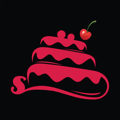 cake red berry strawberry bakery logo