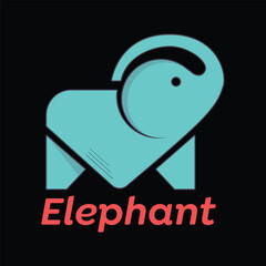 elephant mail text cute animal logo