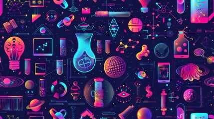 Fototapeta premium Neon Abstract Pattern: A Colorful Blend of Science and Technology