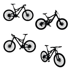 Mountain Bike Silhouette Vector Illustration Set