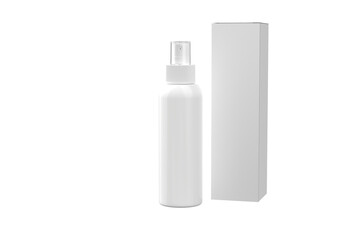 plastic bottle for packshot with spray cap, for cosmetic, pharmaceutical.