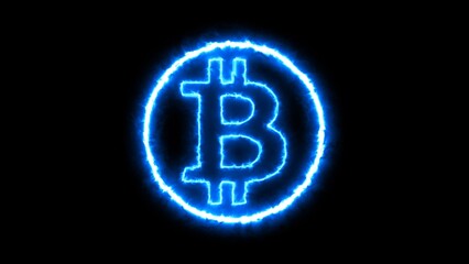 Bitcoin Symbol neon, Concept of Digital Payments cryptocurrency