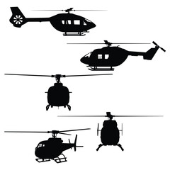 Helicopter Art Silhouette Vector Illustration Set