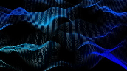 3d particle wave and lights background. cyber or technology background. Abstract technology wave.