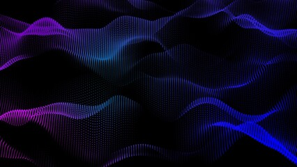 3d particle wave and lights background. cyber or technology background. Abstract technology wave.