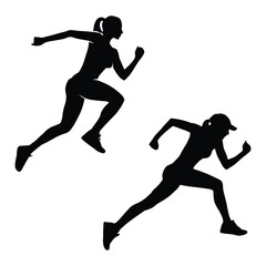 Female Runner Women's Athletics Silhouette Vector Illustration