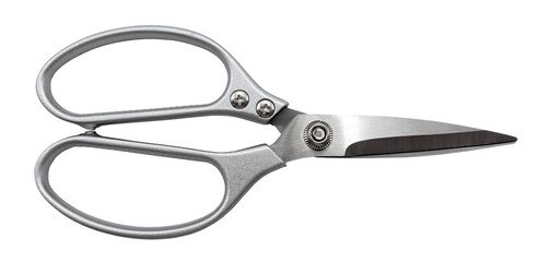 Stationery scissors on a white background for office work. Tailor's or seamstress's scissors