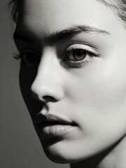 A monochrome, blurred portrait emphasizing light and texture.