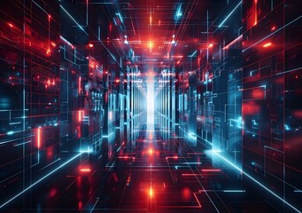 Obraz premium Neon Cyber Cityscape