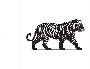 Fototapeta premium tiger silhouettes, vector black color silhouette 