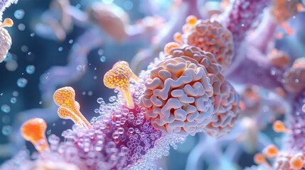 Golgi apparatus of the cell, intricate close-up view, highlighting cellular structures, 3d rendering.