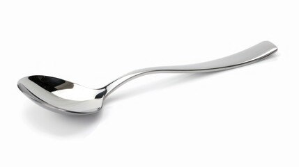 Shiny Silver Spoon on White Background