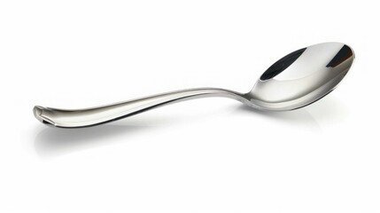 Shiny Silver Spoon on White Background