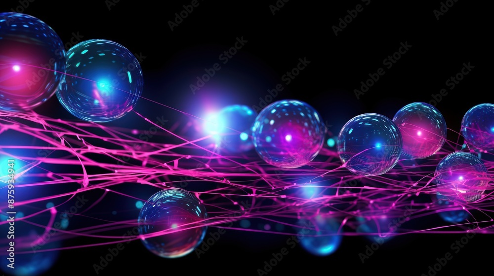Aufkleber futuristic representation of interconnected spheres and glowing lines, symbolizing advanced technolo
