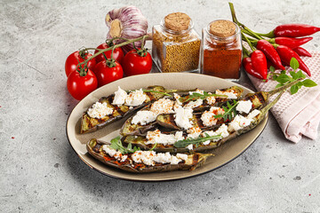 Grilled eggplant with feta cheese