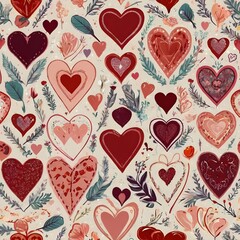 hearts, diamond rings, flowers, amour arrows pattern Gerenative AI