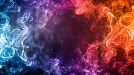 Photo of smoke circle frame of colorful abstract background art.