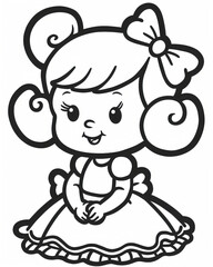 Obraz premium Coloring pages for kids, coloring girl.