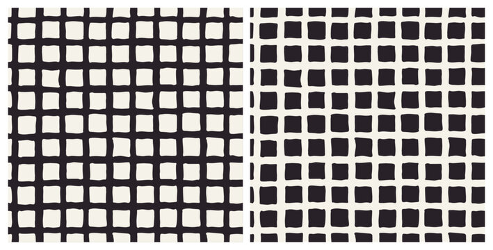 Set of monochrome rectangled geometric shapes seamless repeat pattern. Black and white bundle aop, all over surface print.
