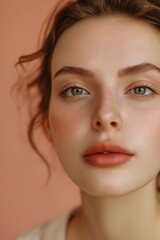 Naklejka premium A woman with freckles and green eyes.