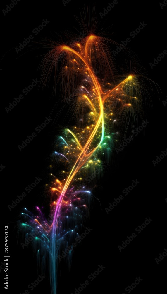Leinwandbilder abstract fractal explosion of colorful light on a black background, creating a dynamic and vibrant v