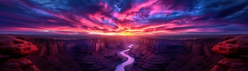 Canyon Sunset with River.