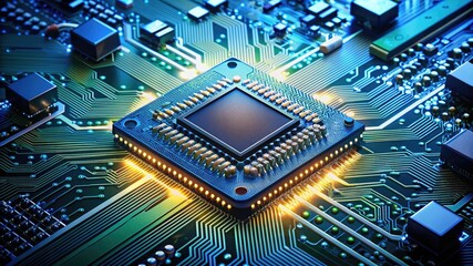 Circuit board. Technology background. Central Computer Processors CPU concept. Motherboard digital chip.