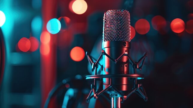 Studio Microphone with Red and Blue Lights