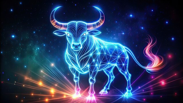 Taurus Zodiac Sign magical neon energy glowing Generative Art, Taurus, Zodiac, Sign, magical, neon, energy, glowing