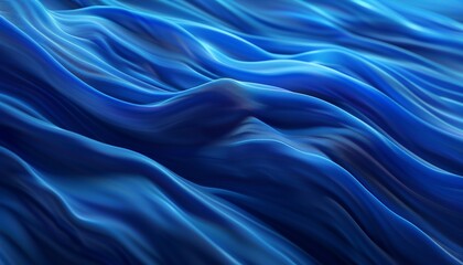 Fototapeta premium Flowing Abstract Blue Waves Creating Sense of Motion, Depth, Tranquility, Background with Copy Space