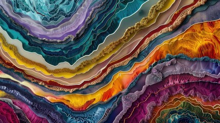 Contemporary art piece with layers of vibrant colors and intricate patterns, inviting the viewer to explore its depths.