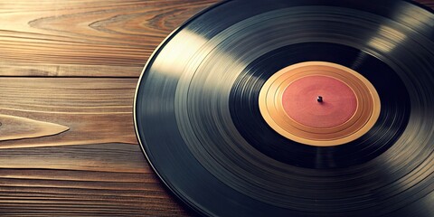 Vintage vinyl record with grooves and label, Vinyl, record, music, retro, old, vintage, grooves, spinning, turntable, album