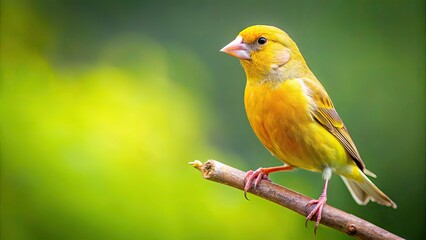 Vibrant canary perched on twig in nature, bright, yellow, canary, bird, twig, nature, vibrant, colorful, blurred background