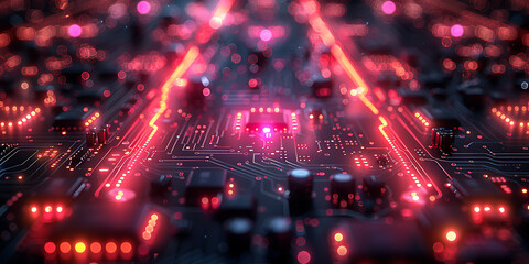 Fototapeta premium Neon Circuitry AI Canvas: Abstract Digital Art
