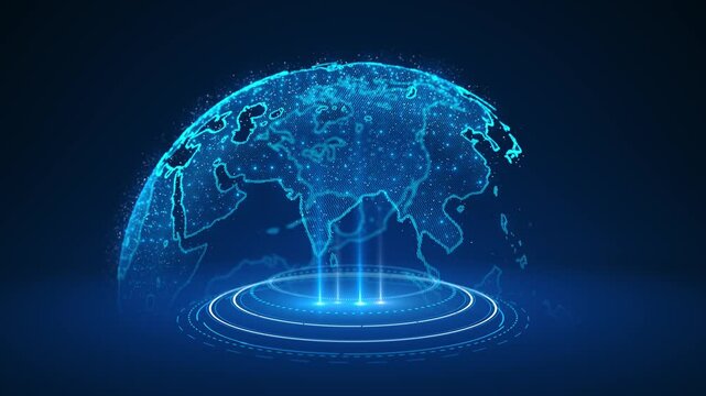 World map technology Hud Planet earth globe maps background, big data visualization, digital grid business digital Cyberspace Planet. Business Technology marketing Global network blockchain connection