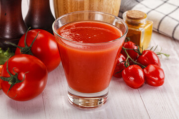 Fresh Tomato juice in the glass