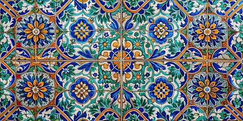 Vibrant and detailed tile pattern with crisp details, colorful, vibrant, tile, pattern, design, abstract, geometric