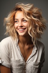 Naklejka premium portrait of smiile blonde hair children