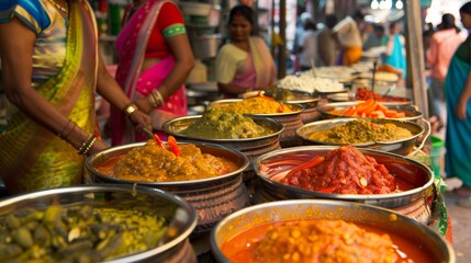 Obraz premium A group of women are standing behind a table full of food generated by AI